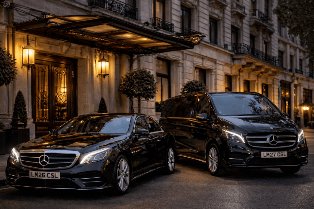 Luxury Heathrow airport transfer chauffeur with Mercedes V-Class