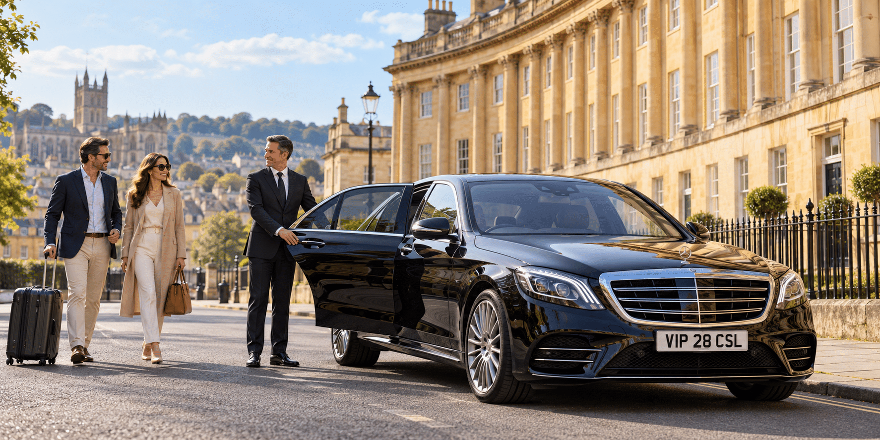 Heathrow to Bath Chauffeur Service - Luxury Chauffeur Arrival in Bath
